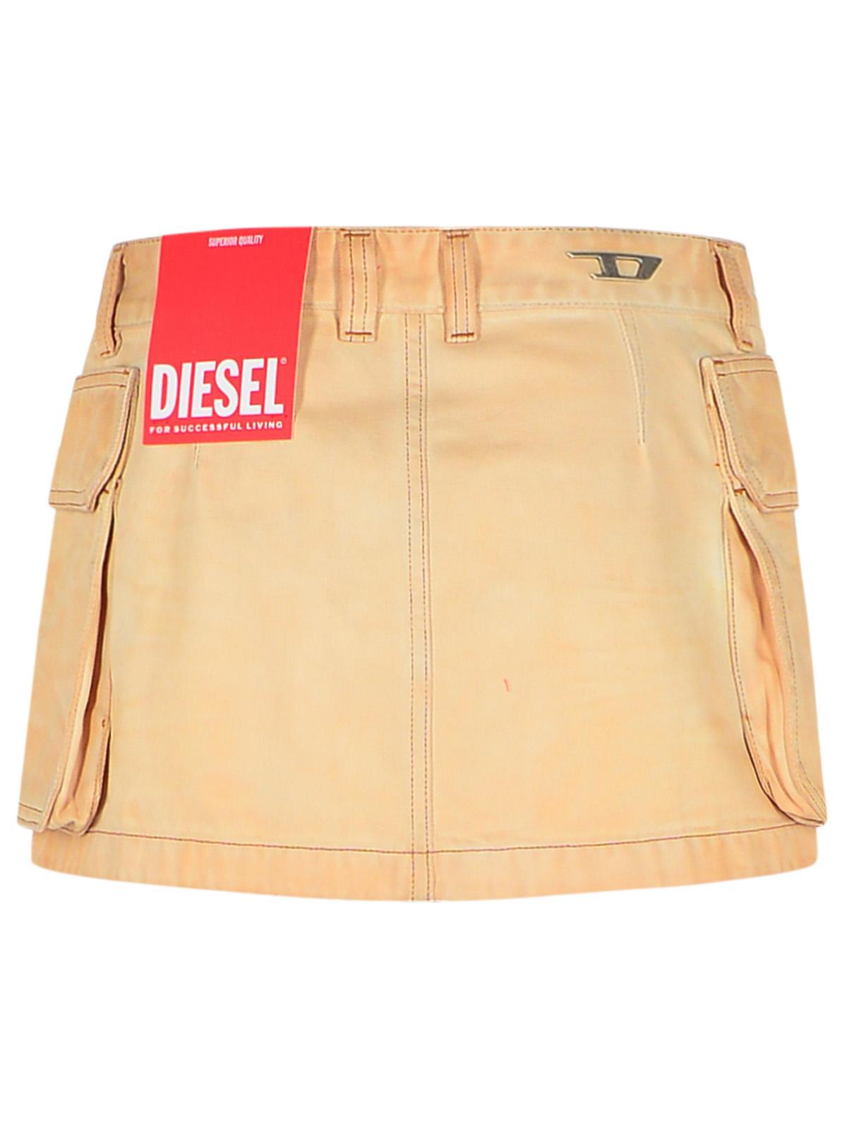 Diesel Beige Cotton Miniskirt Women