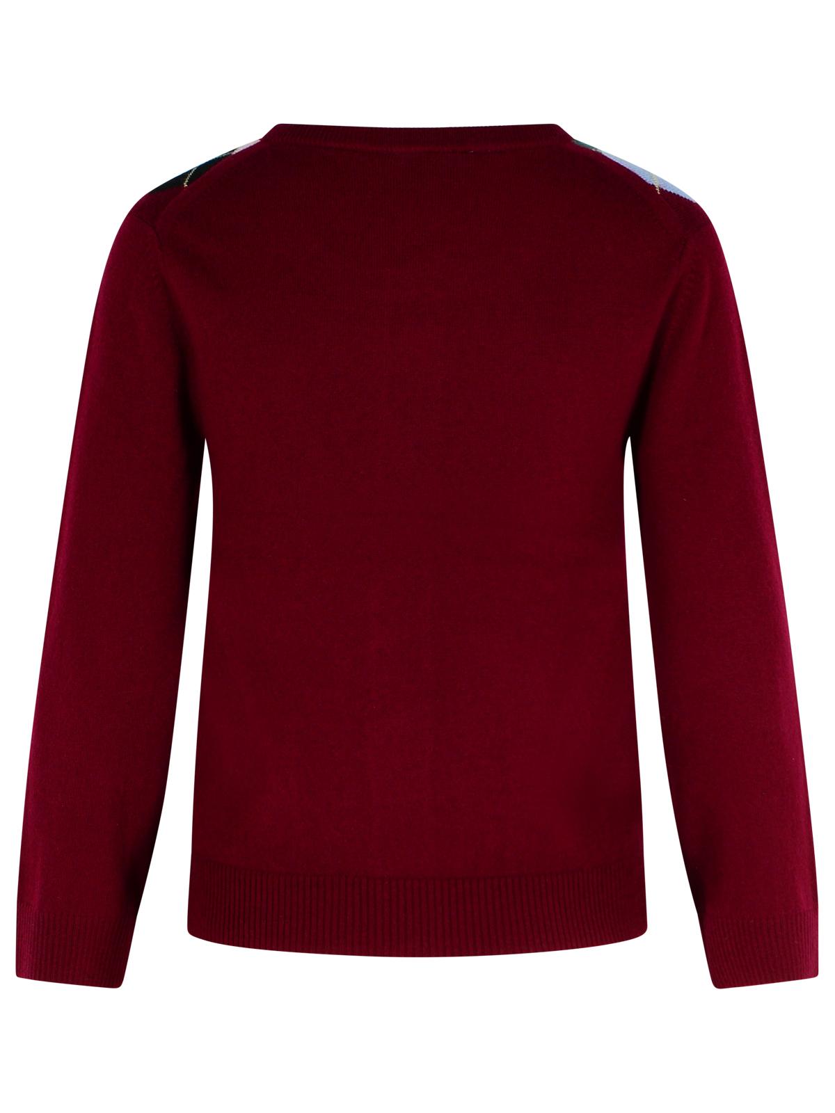 Ganni Burgundy Merino Wool Blend Check Cardigan Women