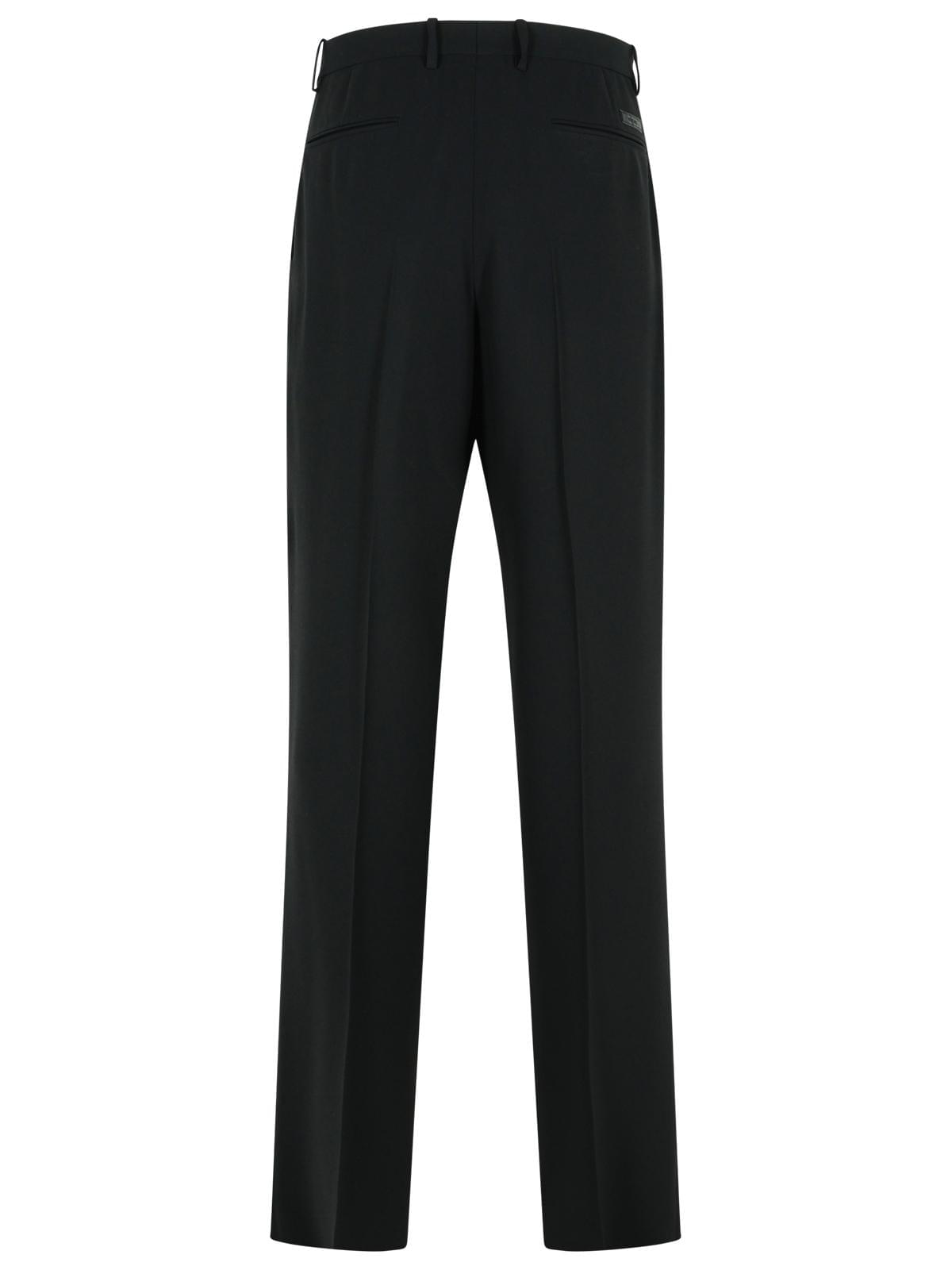 Versace Black Virgin Wool Blend Patalone Men