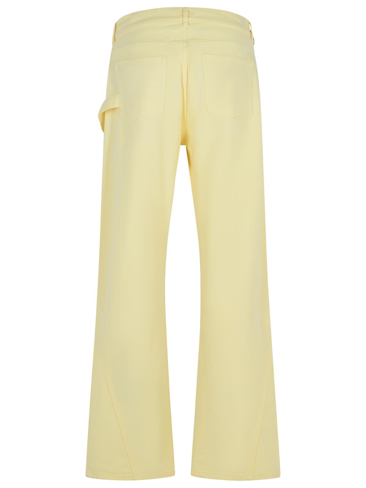 Jw Anderson Workwear' Cotton Pants With Yellow Twisted Leg Men