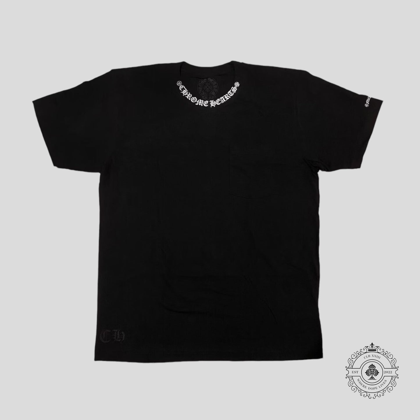 Chrome Hearts Neck Logo Shirt In Black/White