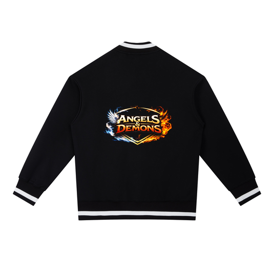 QE Angels & Demons Contrast Piping Zip Bomber Jacket