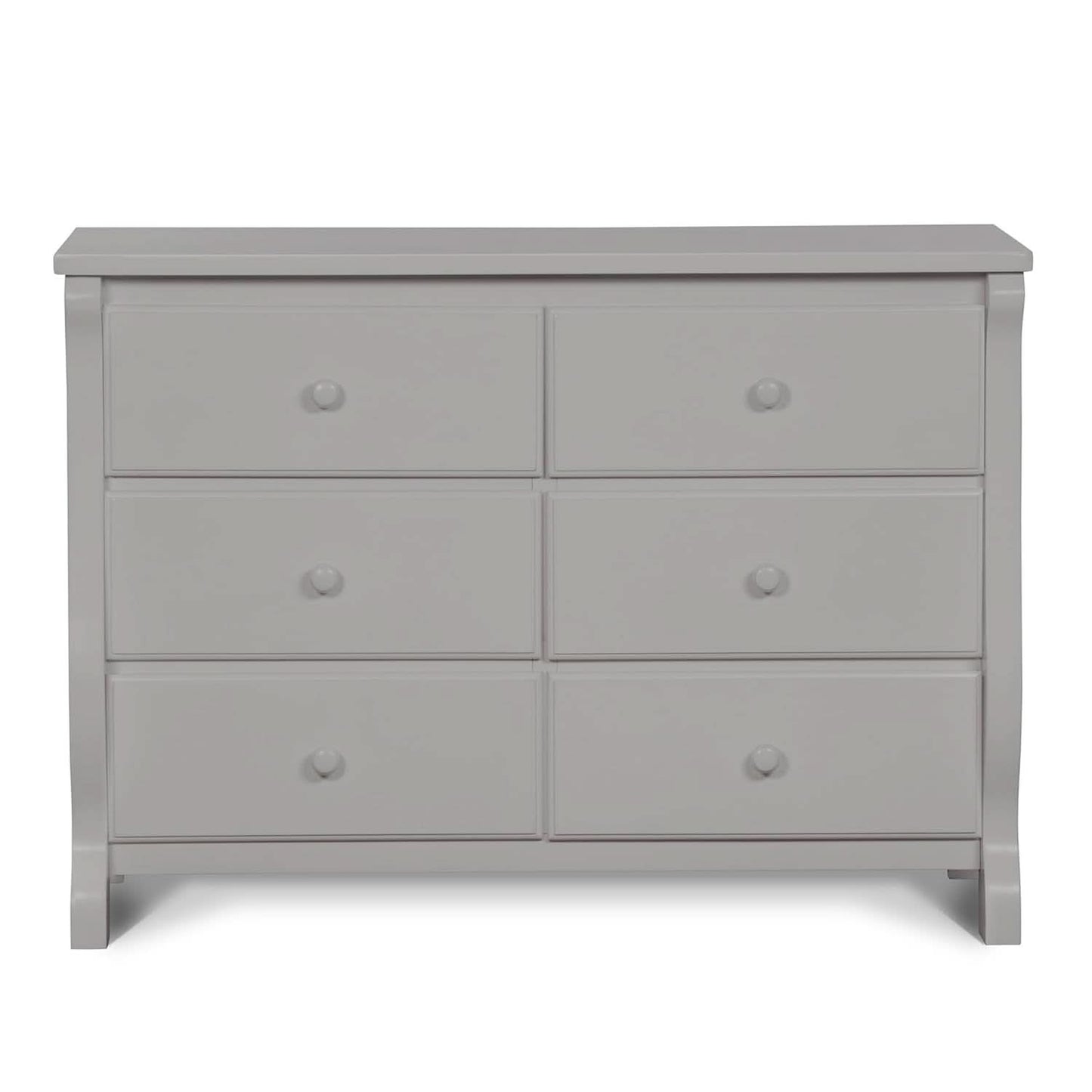 Six Drawer Dresser In Grey With Interlocking Drawers