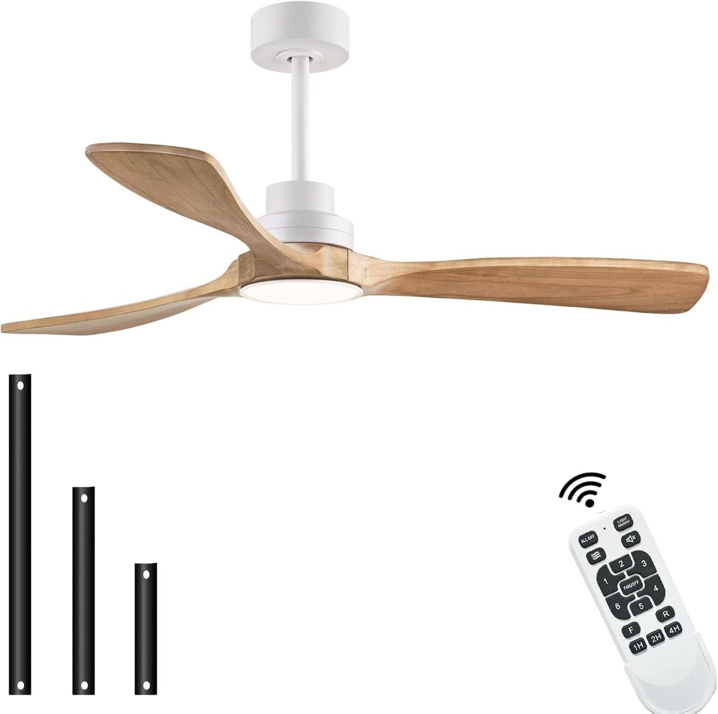 52 Inch Wood Ceiling Fan With Remote For Indoor Outdoor