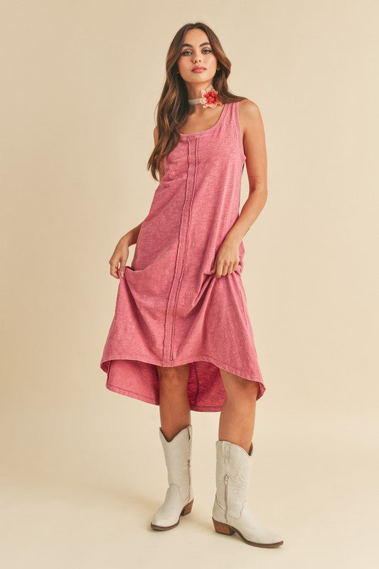 High-Low Hem Scoop Neck Midi Tank Comfortable Summer Dress For Women – Versatile, Stylish, and Comfortable for Every Occasion
