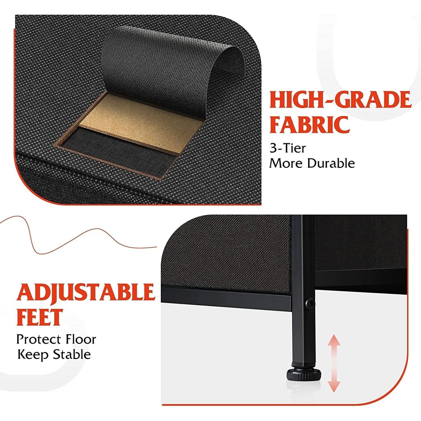 Fabric Storage Tower 9 Drawer Unit Charcoal Black Bedroom
