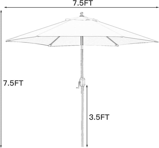 7.5 Ft Patio Umbrella Tan With Push Button Tilt Crank
