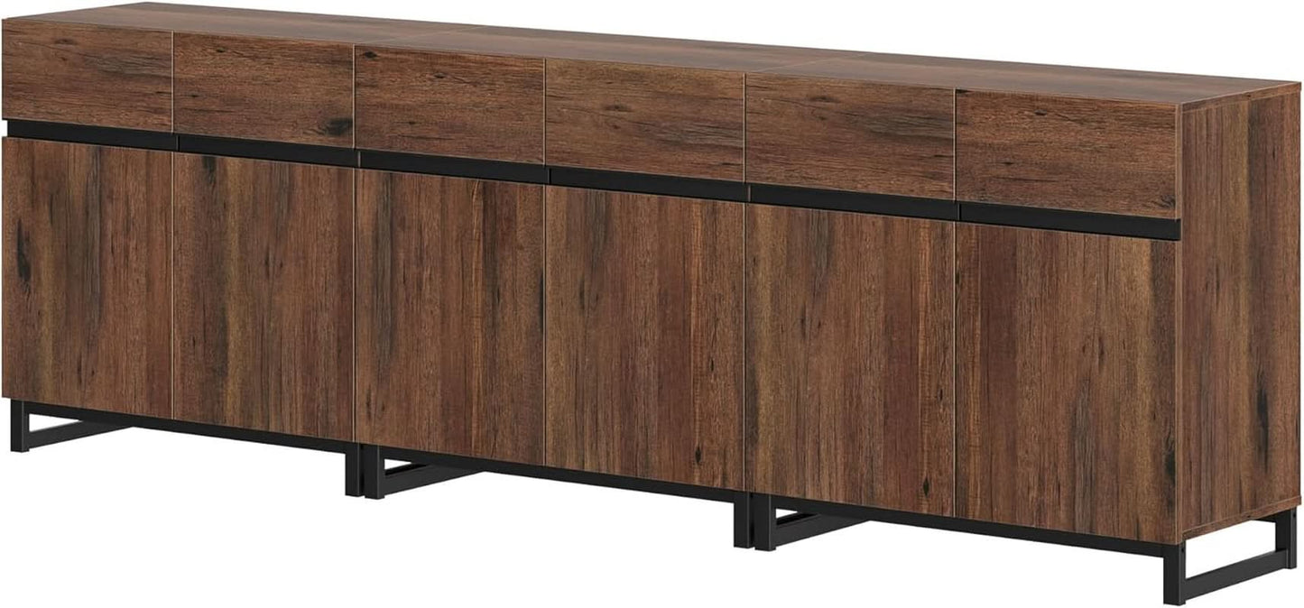 Brown 3 In 1 TV Stand For 100 Inch TV Adjustable Shelves Metal Base