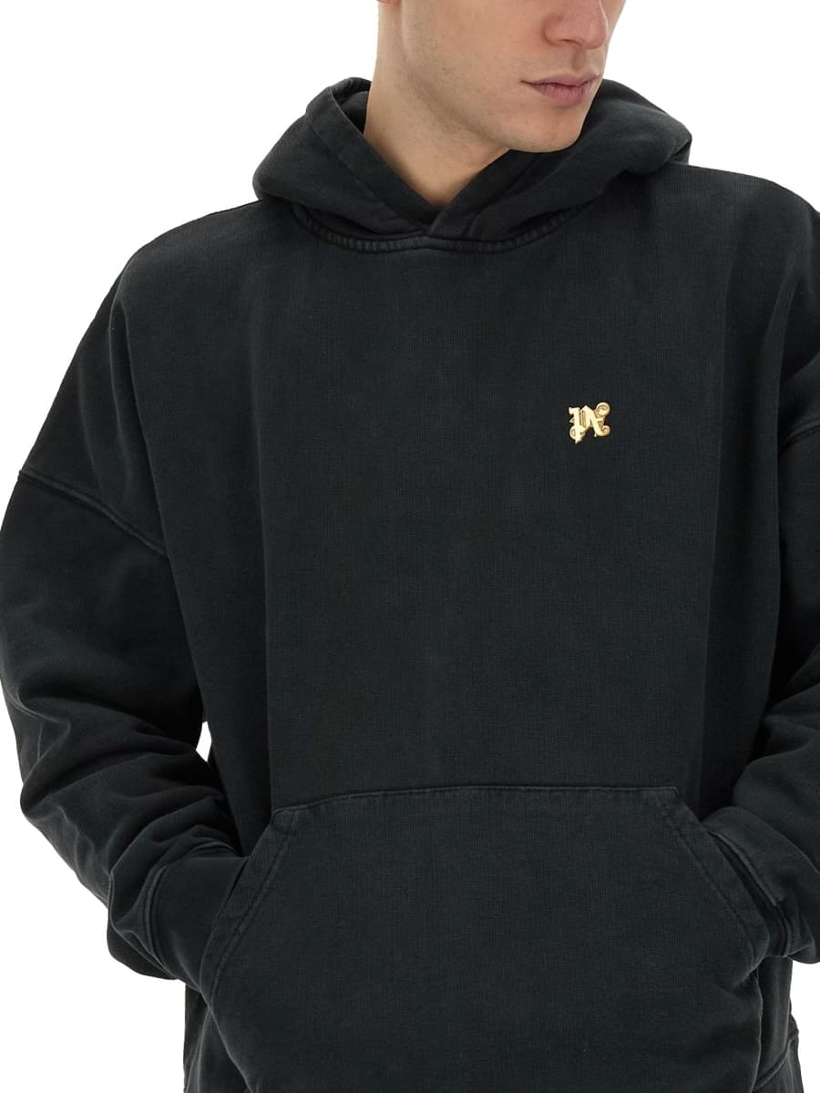 Palm Angels Men "Burning Monogram" Print Sweatshirt