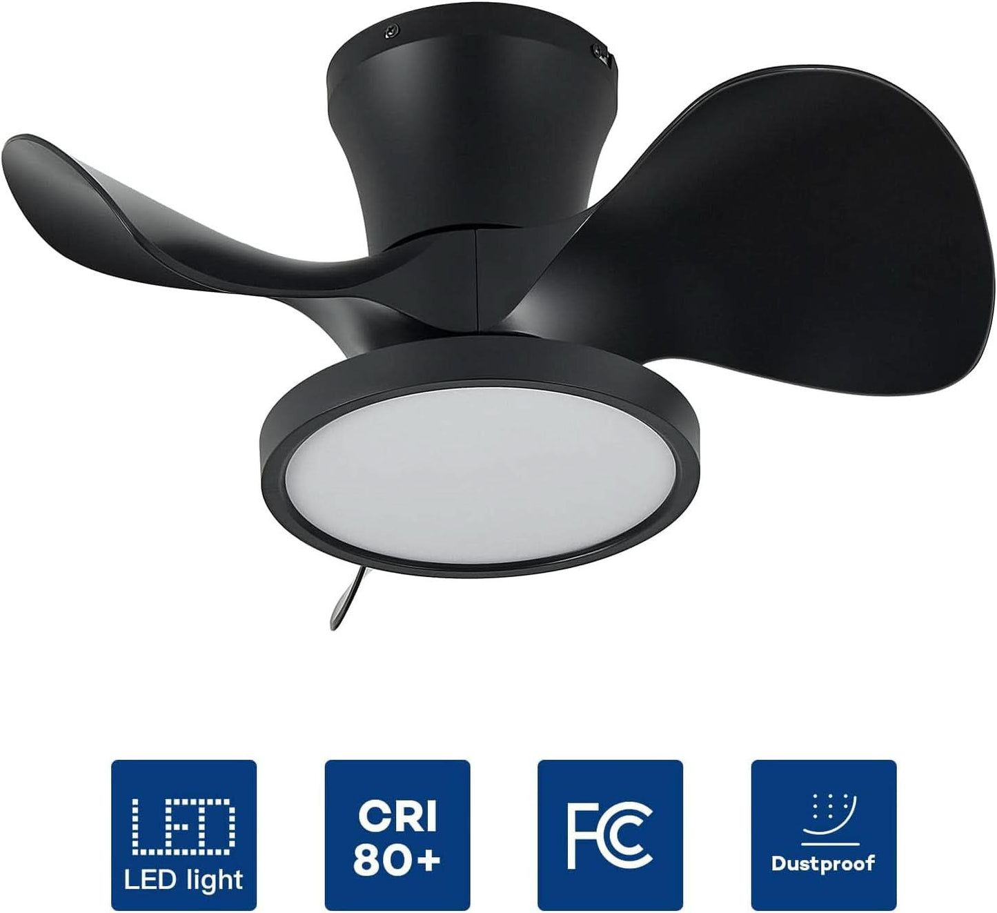 22-Inch Quiet Ceiling Fan With LED Light Remote Control