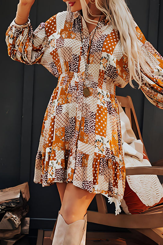 Unique Colorful Mini Shirt Dress Vibrant & Trendy Casual Wear Party Dress