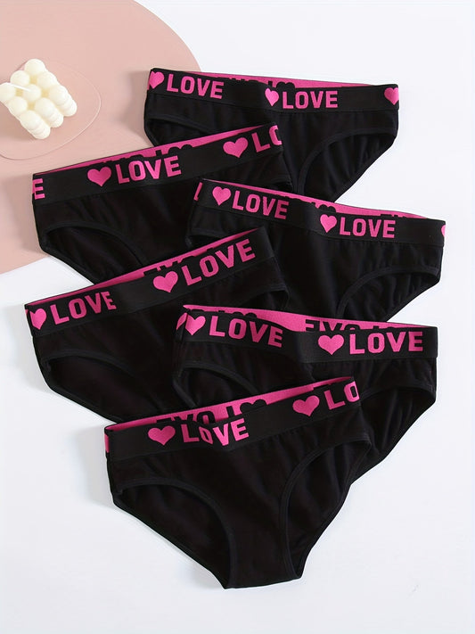 Soft Touch 6-Pack Seamless Bikini Briefs for Women – Colorful Drop Waist Cotton Panties with Stretch Fit & Alphabet Print – Women's Everyday Lingerie & Underwear Essentials for Summer