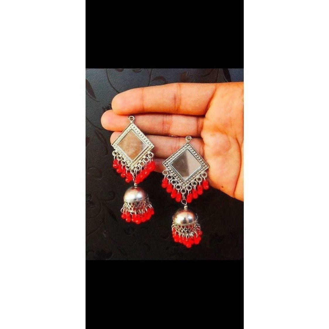 MS Fashion India Muskan Fancy Mirror Work Smart Orange Ear Ring