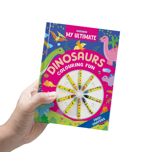 Dreamland Publications My Ultimate Dinosaurs Colouring Fun Book with Free Crayons : Children's Colouring Book