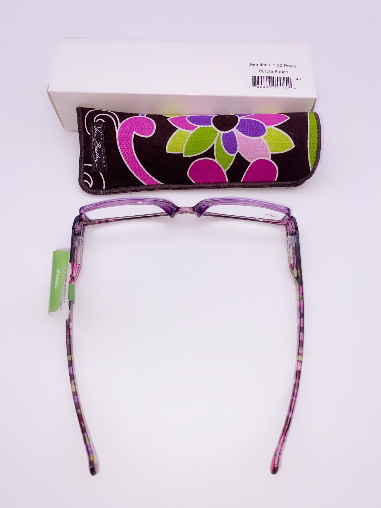 Vera Bradley Jennifer Eyeglasses + 1.00 With Power Purple Punch