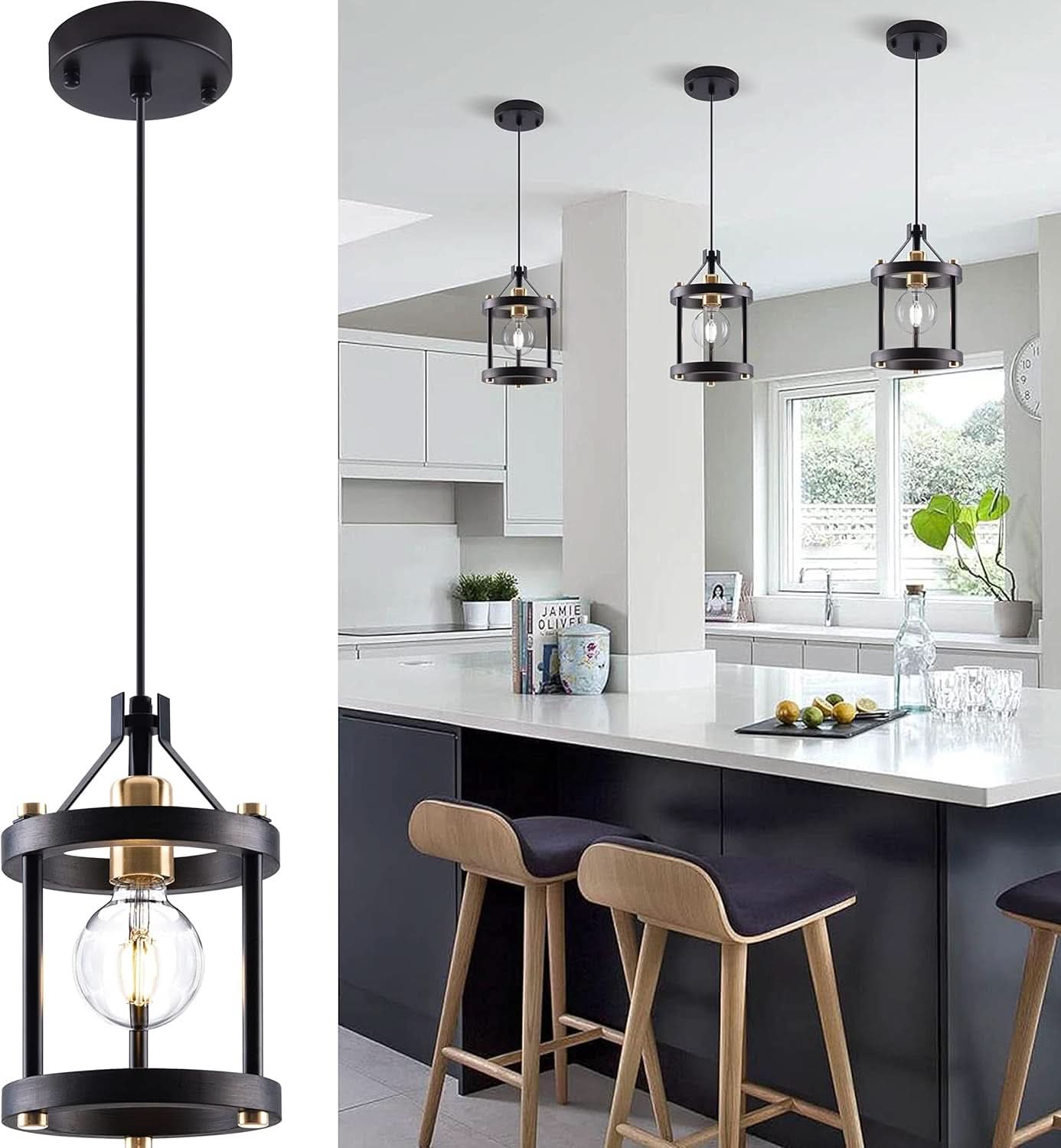 Black Farmhouse Pendant Lights With Adjustable Cords
