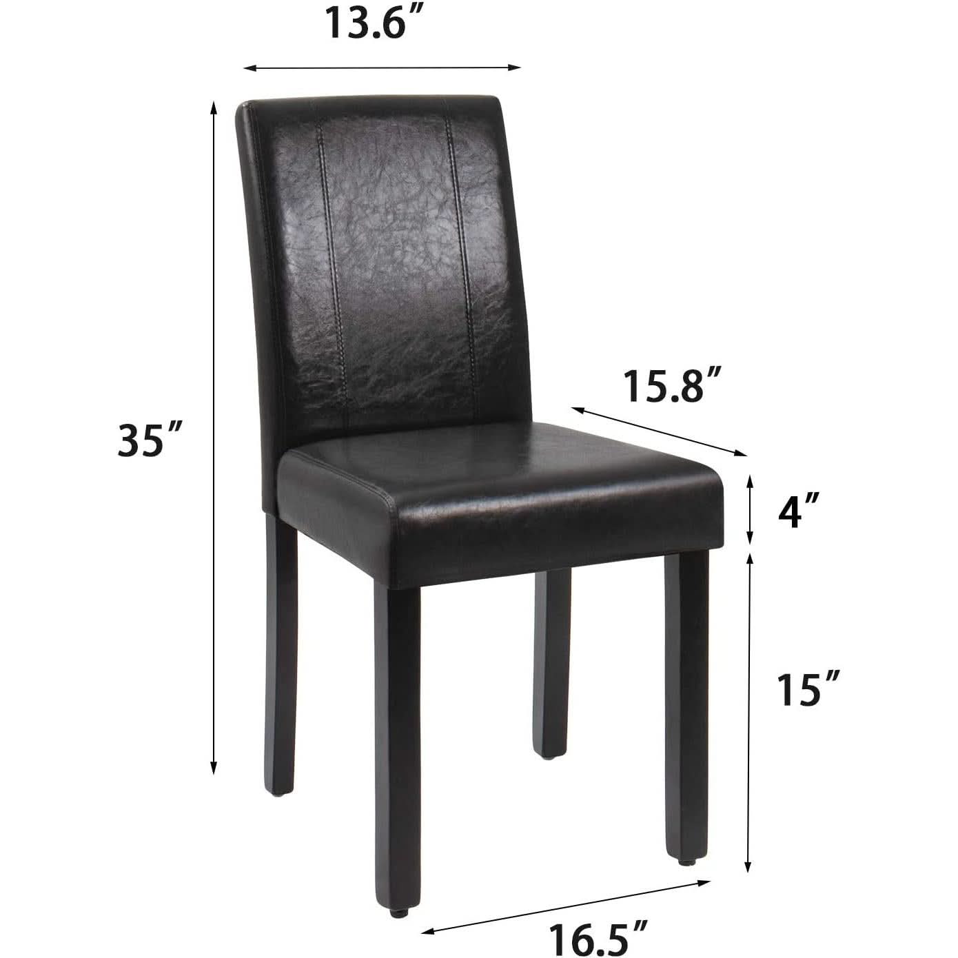 PU Leather Dining Chairs Black Set of 4 Modern Comfort