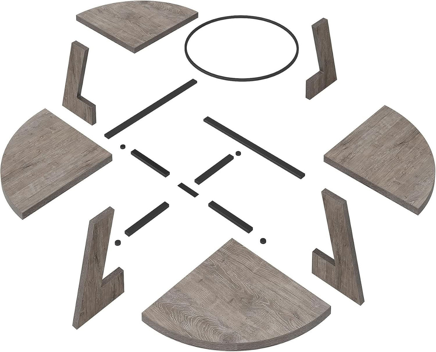 Round Dining Table 47 Inch Wood Farmhouse Grey Kitchen