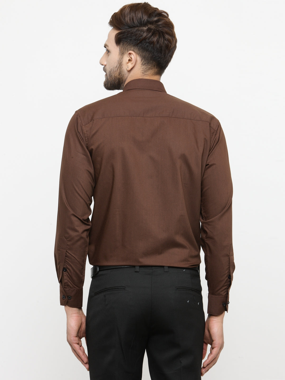 Jainish Coffee Formal Shirt with black detailing ( SF 411Coffee )