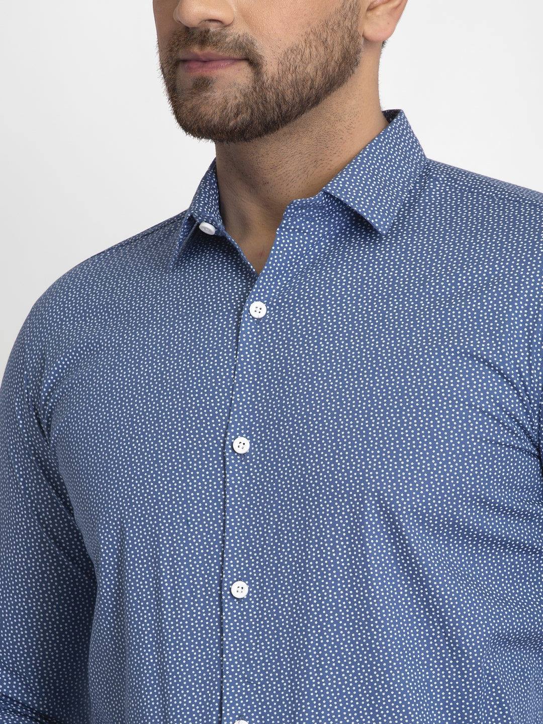 Jainish Blue Men's Cotton Printed Formal Shirts ( SF 428Blue )