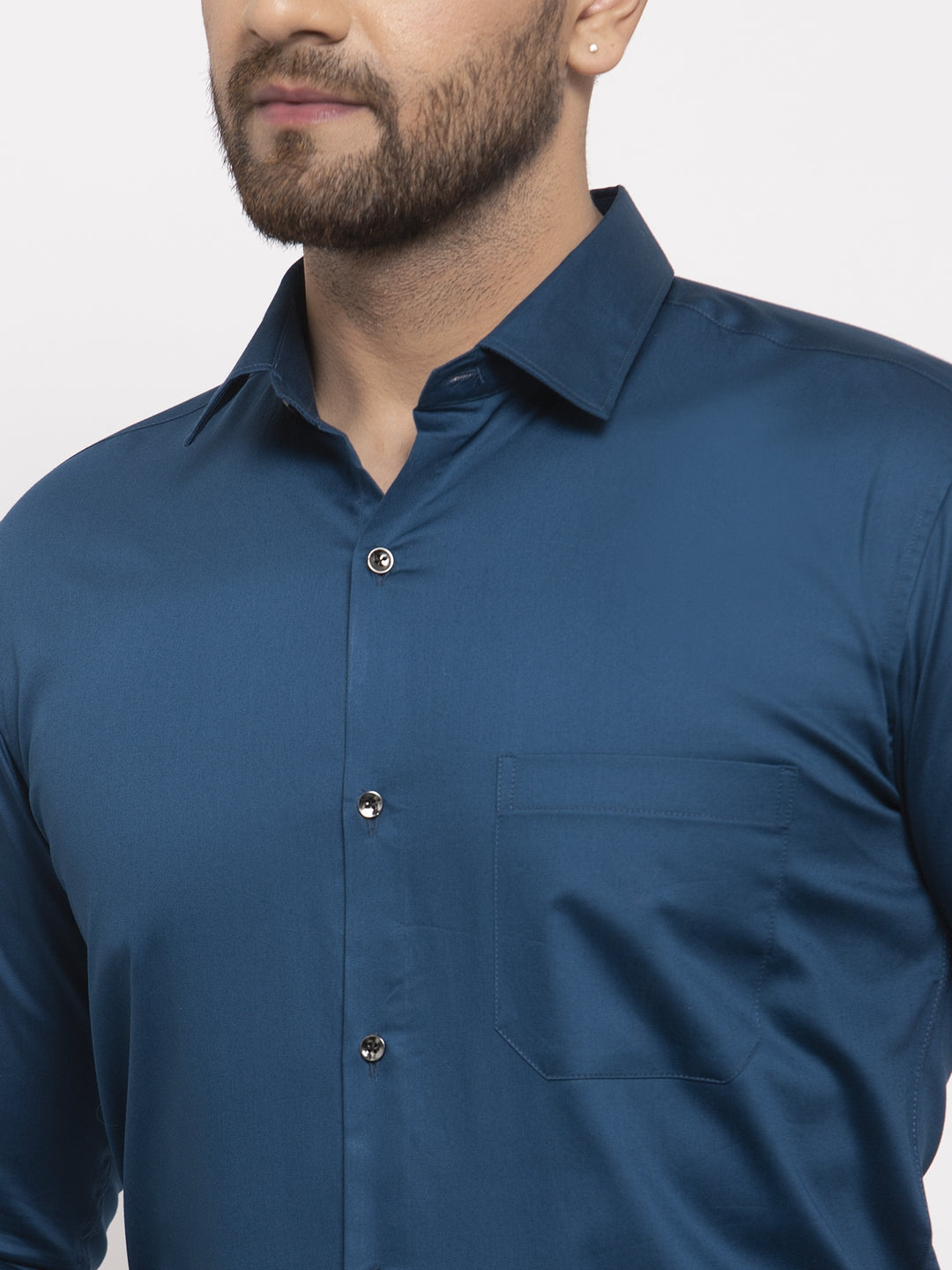 Jainish Navy Men's Cotton Solid Formal Shirt's ( SF 768Navy )