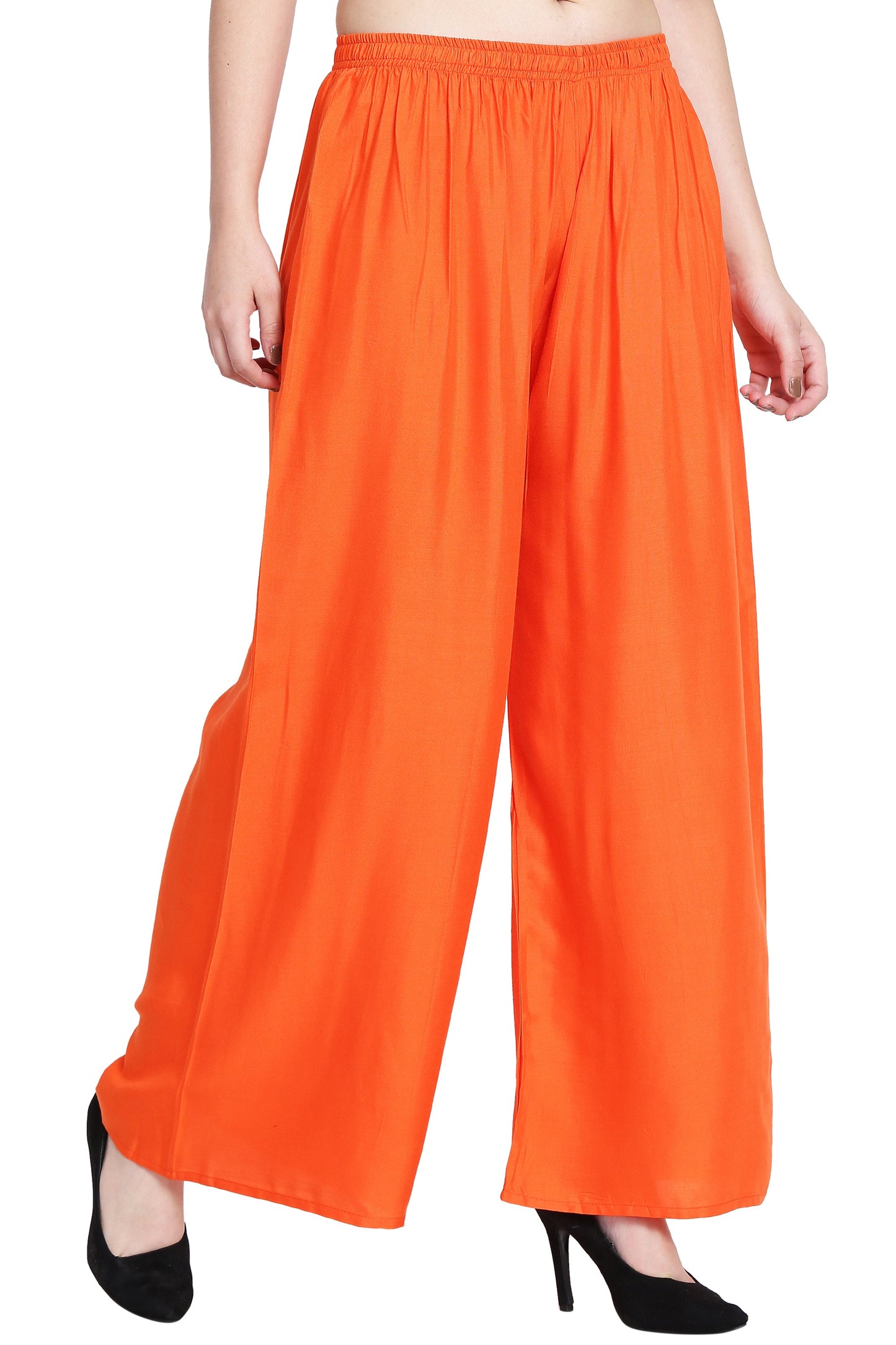 PAVONINE Orange Color Rayon Fabric Half Flared Sharara For Women