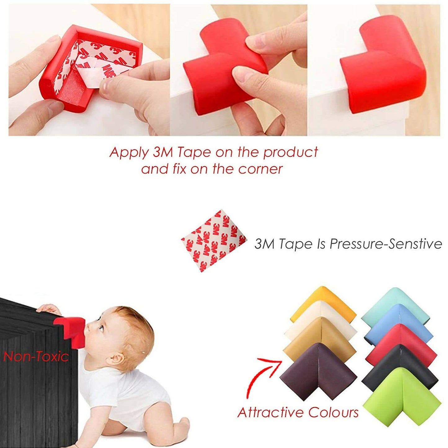 Safe-O-Kid Set of 4 Corner U Shaped Corner Guards for Kids safety- Cream-Large