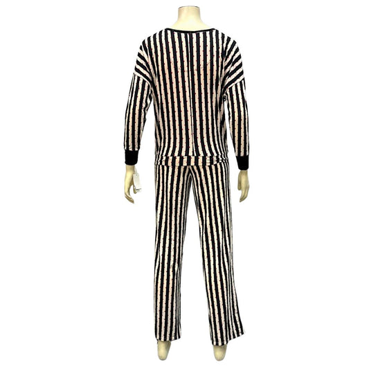 Betsey Johnson Keep Dreaming Cozy PJ Set Black/White, Size XS