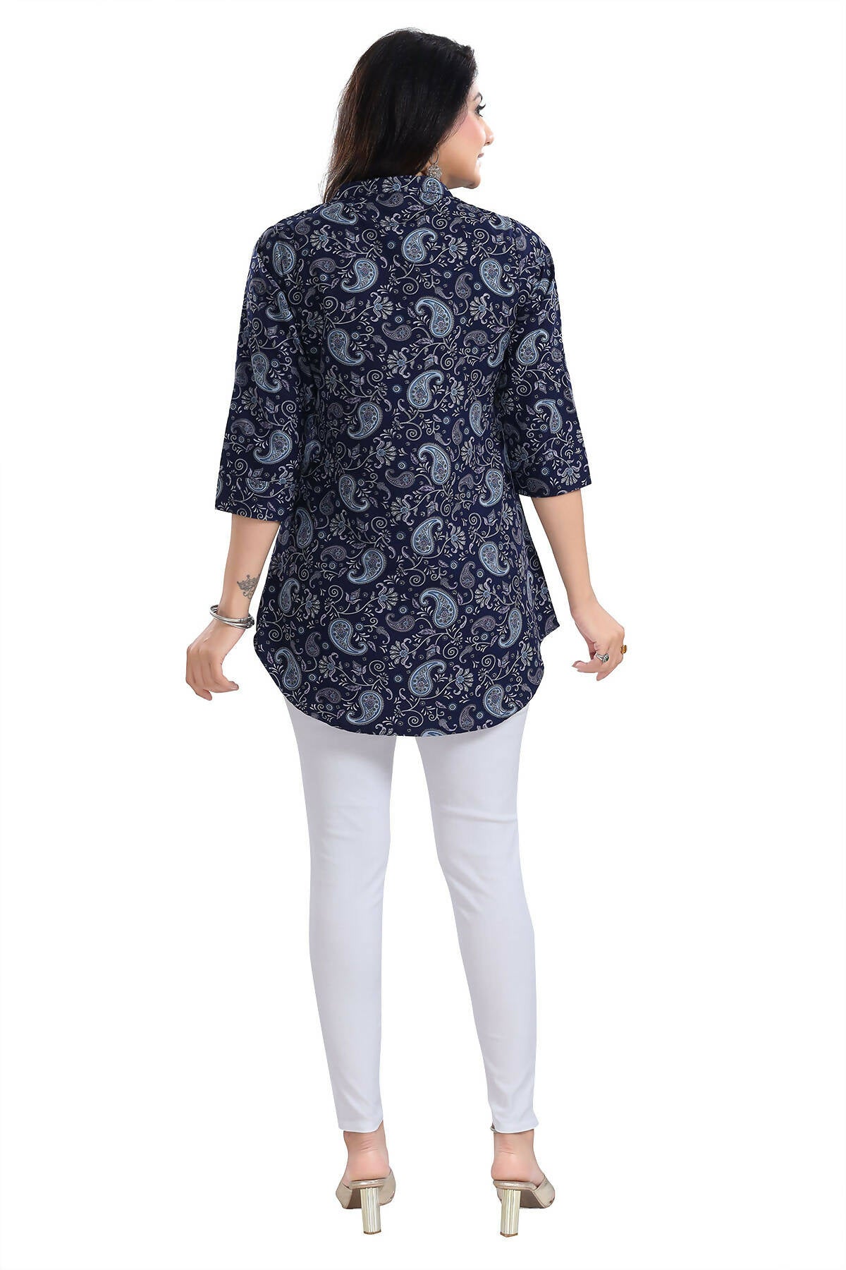 Snehal Creations Ethnic Galore Blue Short Tunic Top for Women
