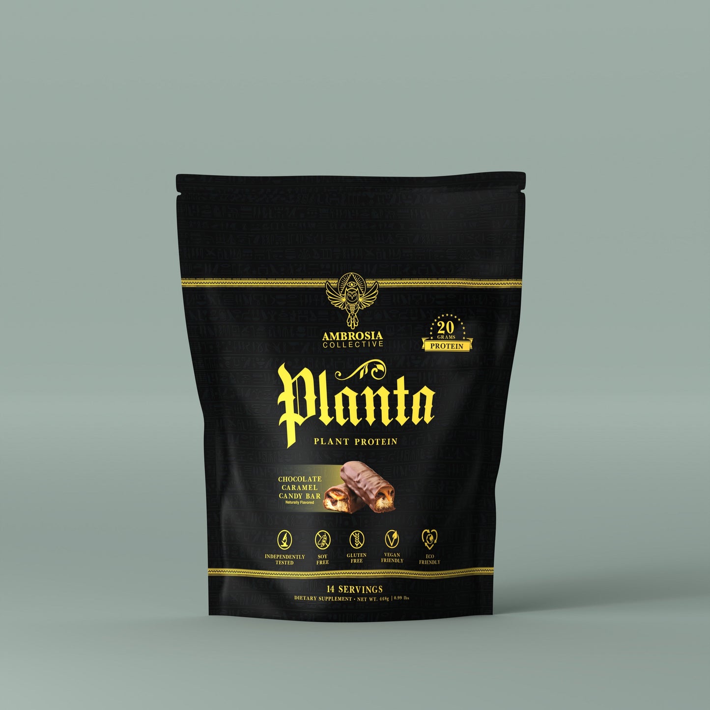 Ambrosia Collective Planta Plant Protein, Chocolate Caramel Candy Bar, 14 Servings