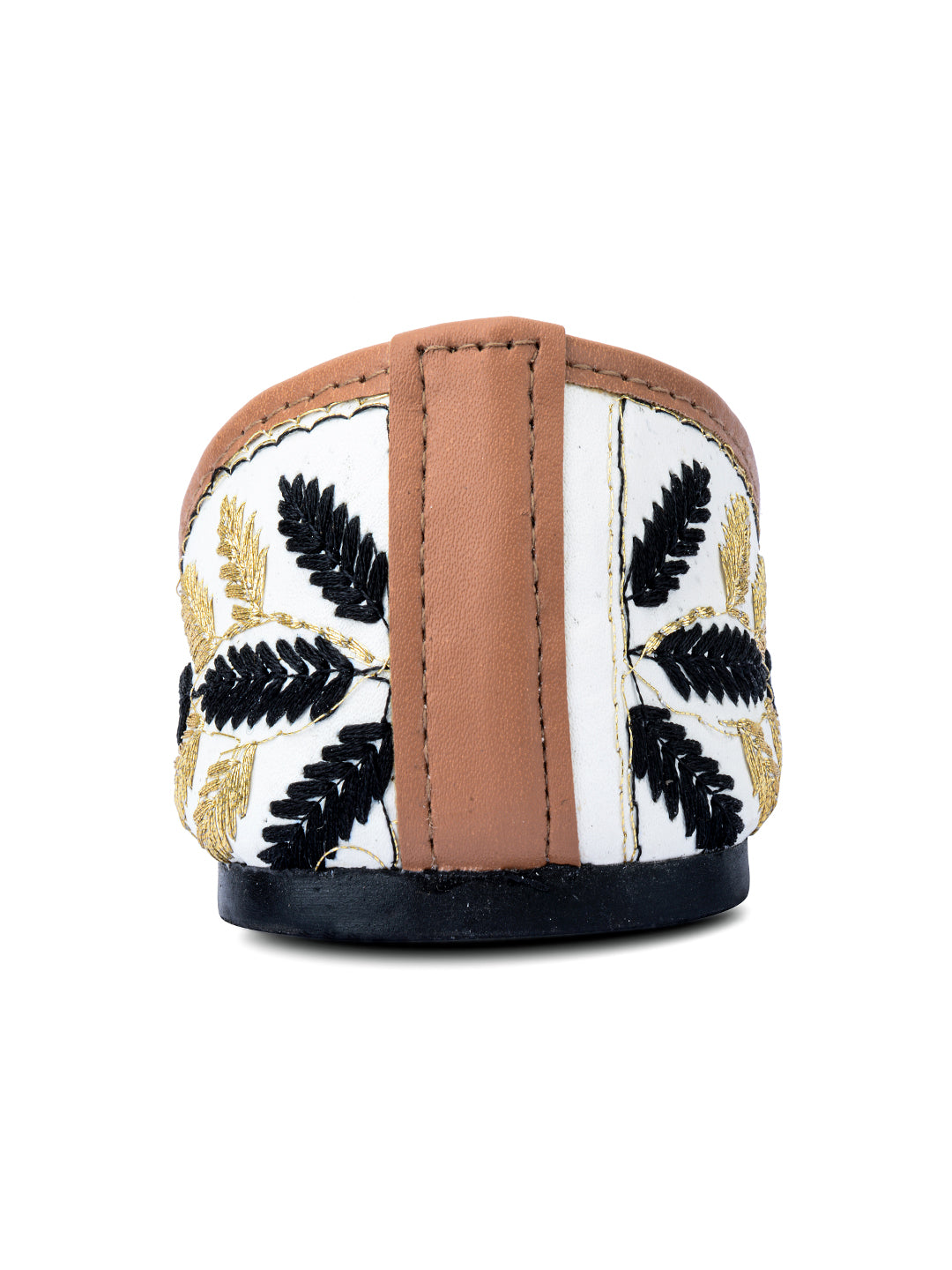 Desi Colour Women Indian Ethnic Footwear-Black Leaves