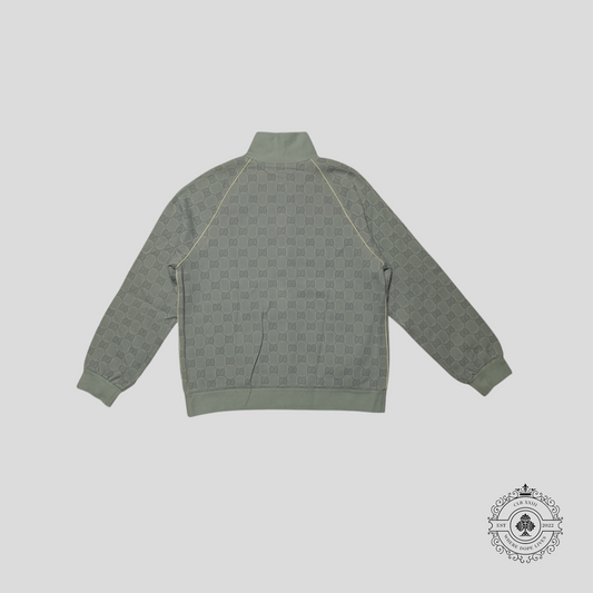 Gucci Tonal Jacquard Full Zip Jacket in Light Grey