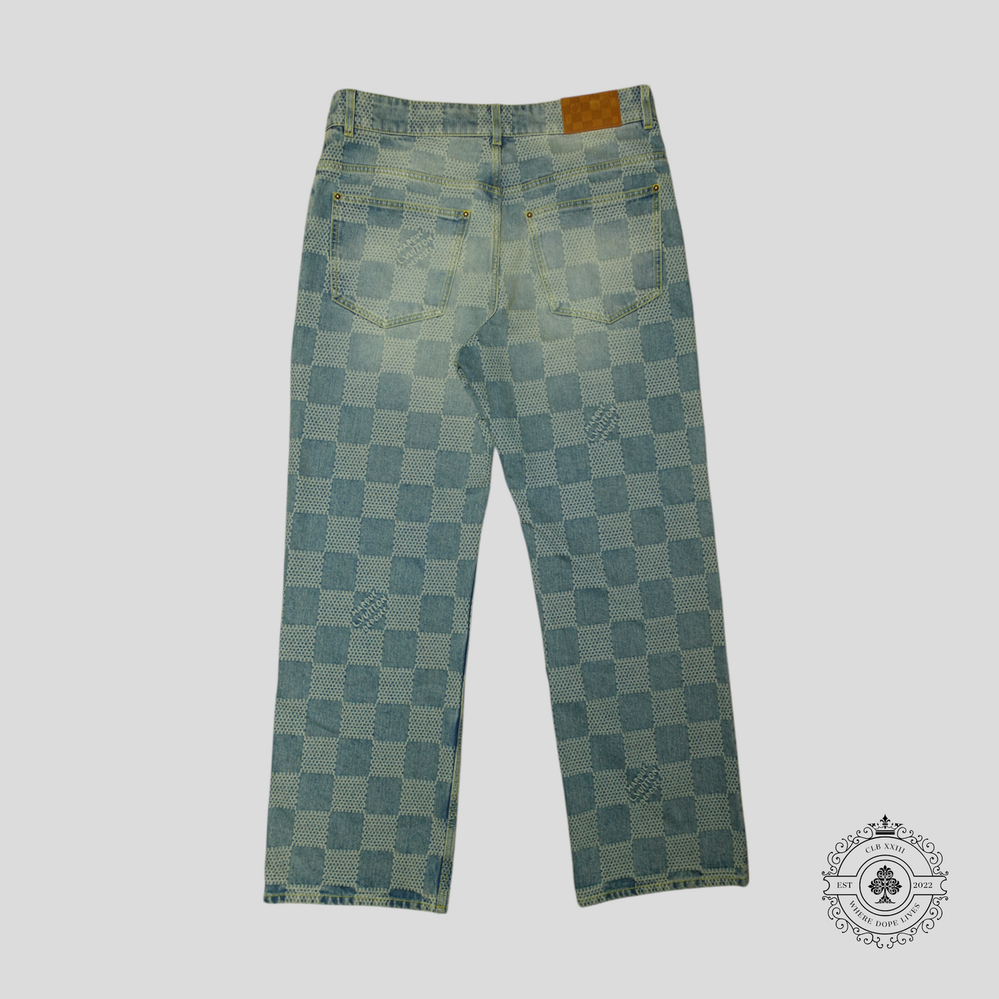 Louis Vuitton 3D Damier Denim Skate Pants in Medium Wash
