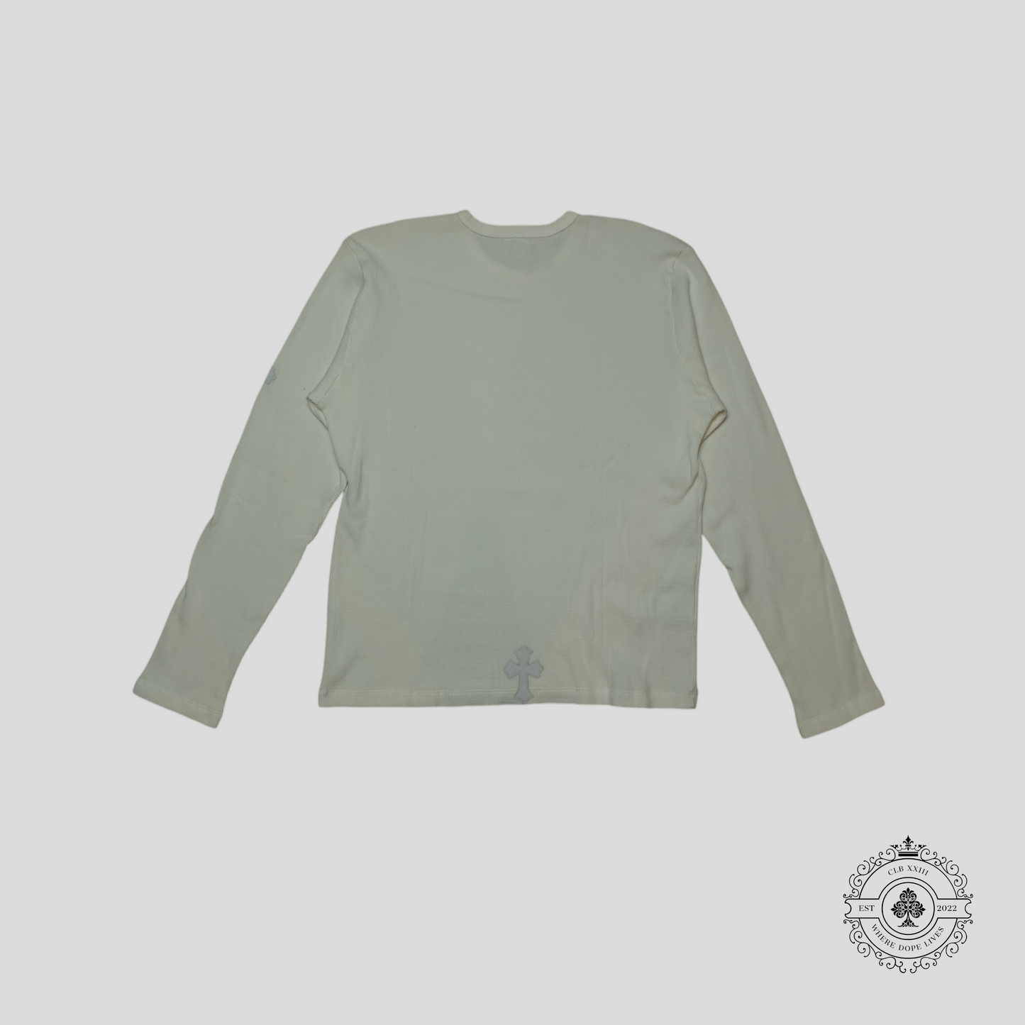 Chrome Hearts Leather Cross Patch Thermal Shirt in White