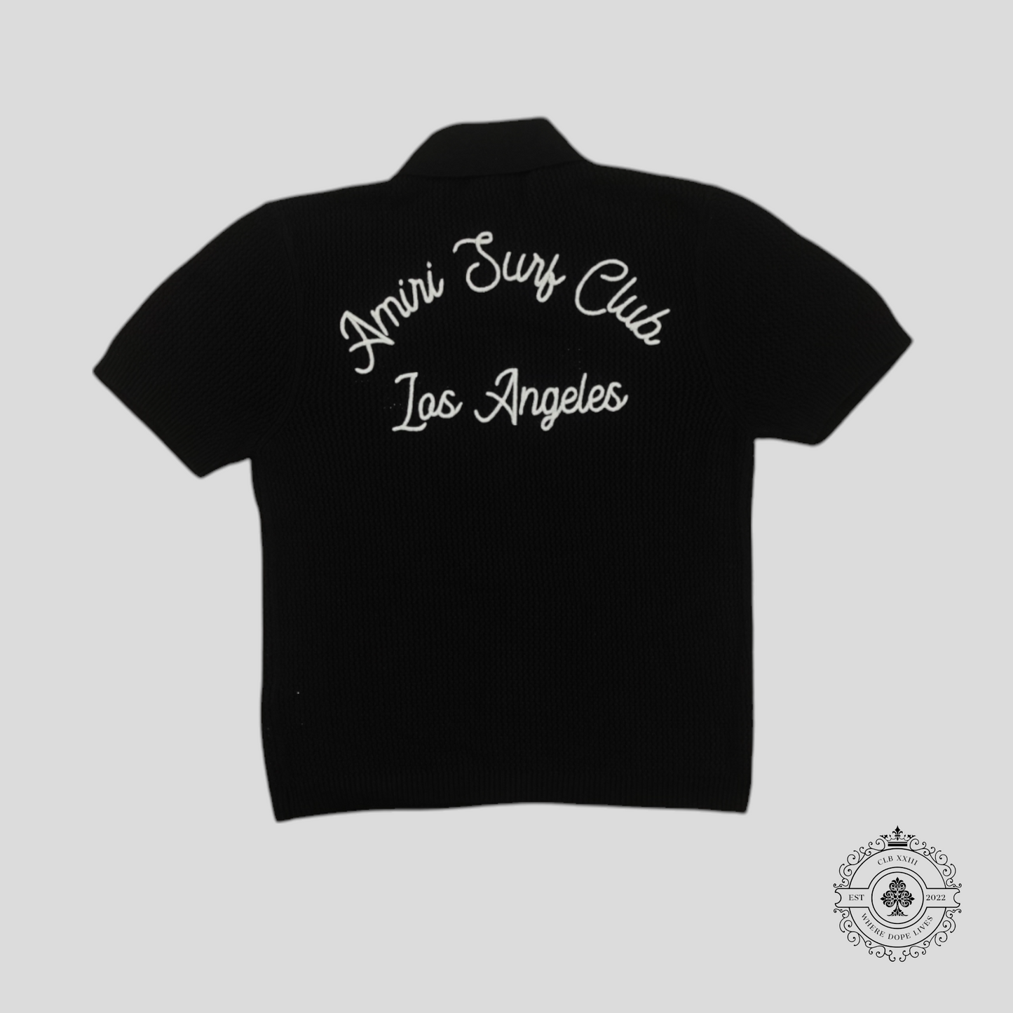 Amiri Surf Club Crochet Polo in Black