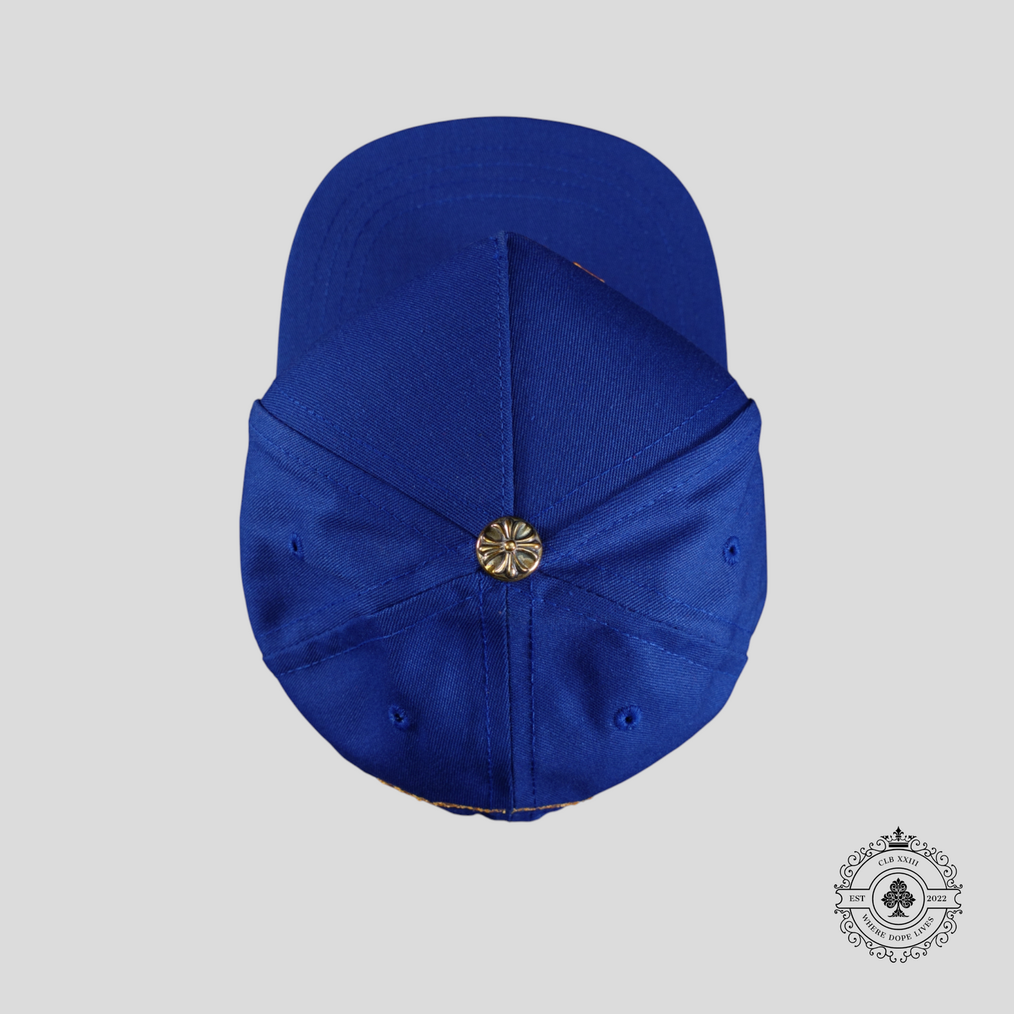 Chrome Hearts CH Embroidered Hat in Blue / Gold