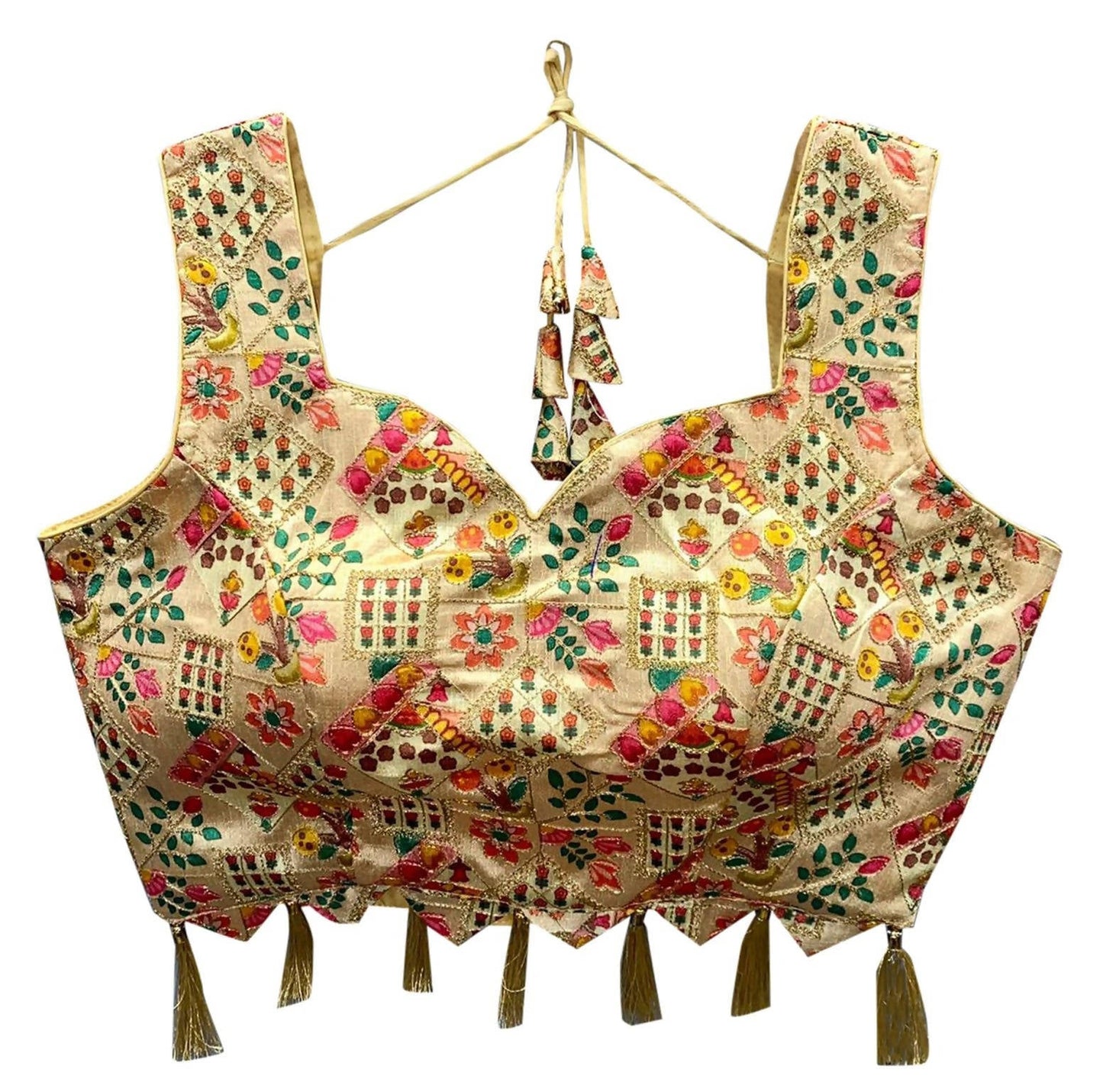 Vamika Beautiful Brown Banglori Silk Digital Print And Embroidery Blouse
