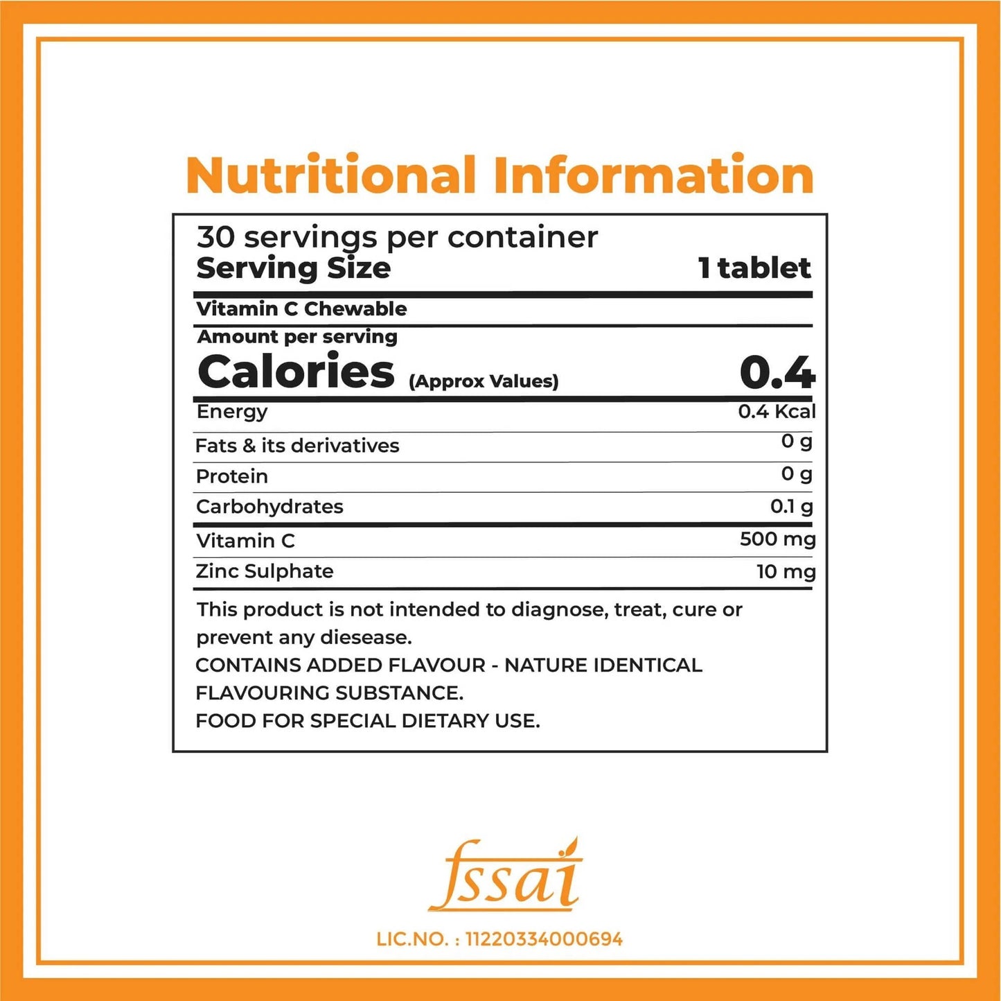 Boldfit Vitamin C 500mg Chewable Tablets (Tangy Orange Flavor)