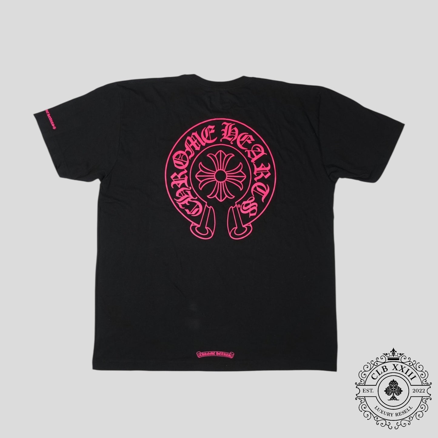 Chrome Hearts Horseshoe Logo Tee in Black/Pink