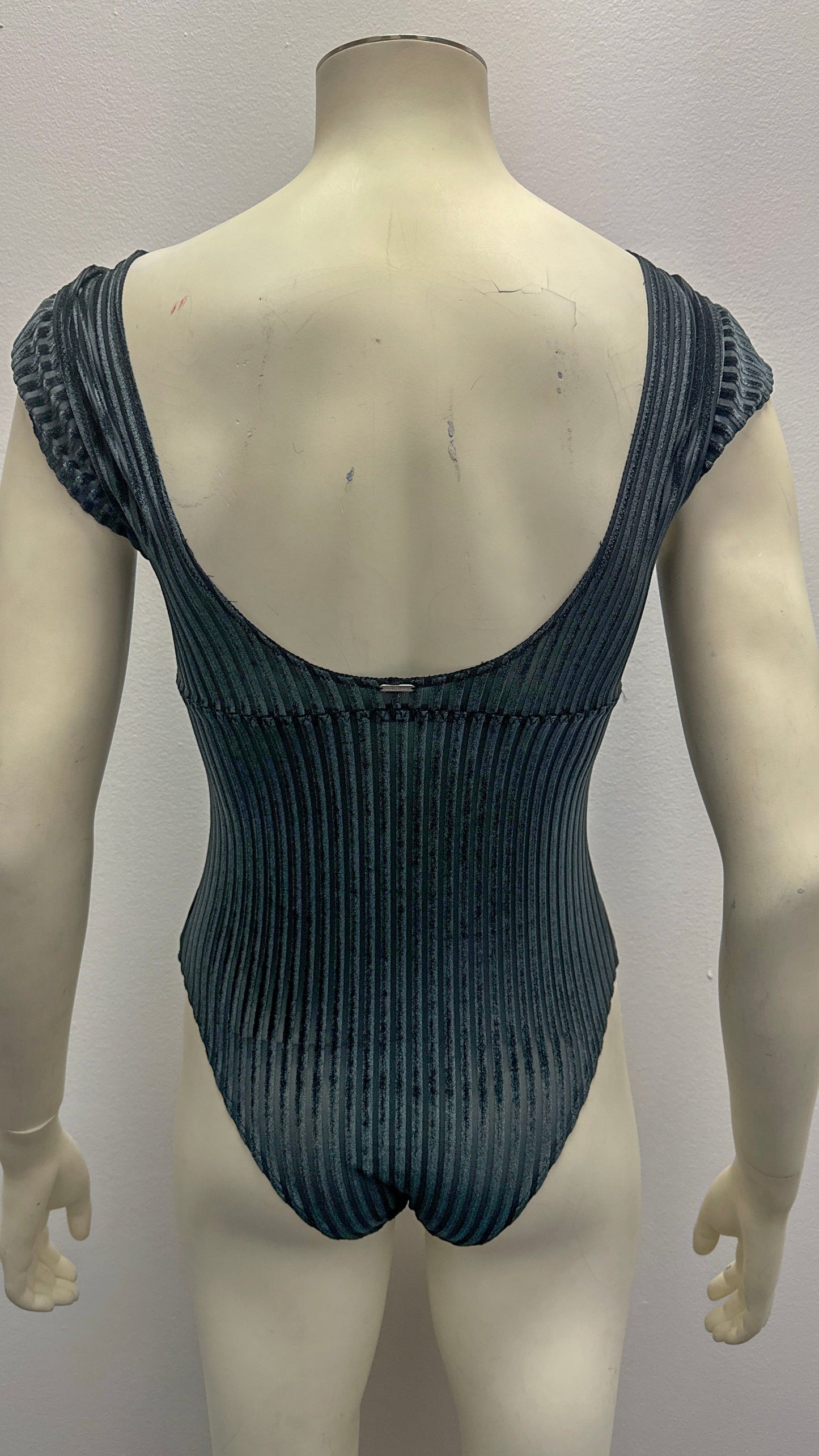 HOLLISTER Gilly Hicks Ribbed Velour V-Neck Cheeky Bodysuit Medium