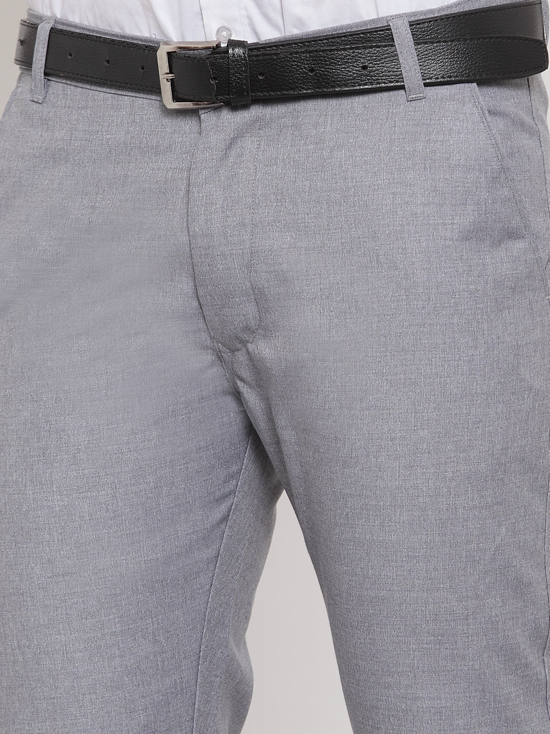 Jainish Men's Grey Cotton Solid Formal Trousers ( FGP 256Grey )