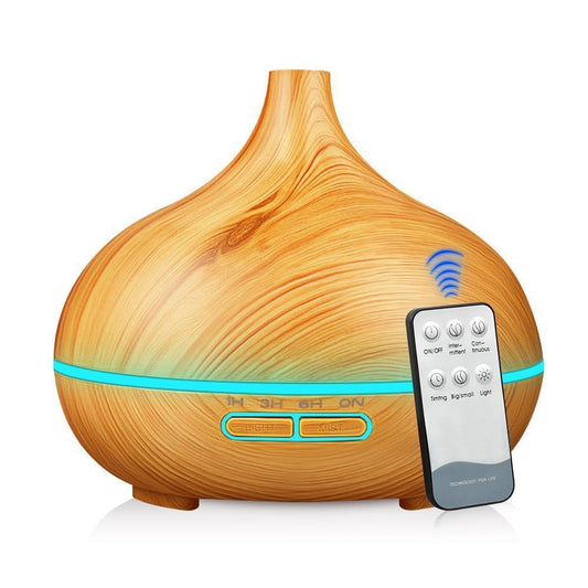 550ml Aroma Air Humidifier Essential Oil Diffuser Aromatherapy Electric Ultrasonic cool Mist Maker for Office Home Bedroom Living Room Study Yoga Spa - Wood Grain, 7 Colors LED Light