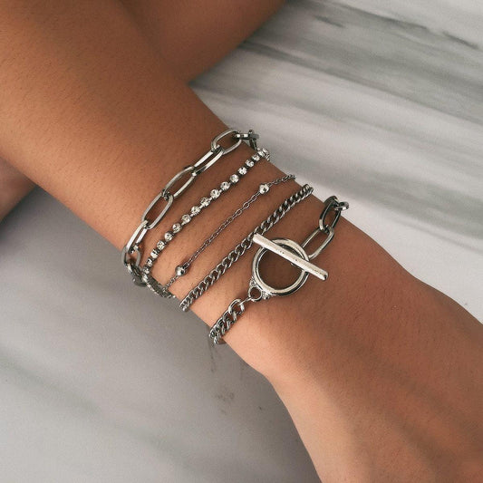 Bohemian Geometric Crystal Multi Layer Bracelets Bangles Charm Adjustable Lasso Bracelet Set For Women Luxury Jewelry Gifts
