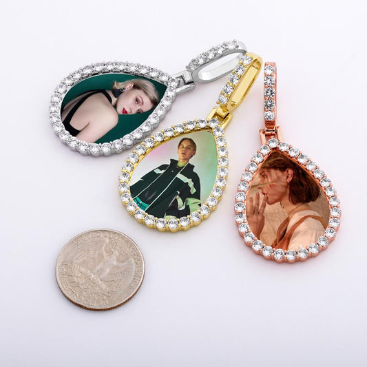 Custom Photo Pendant Drop-shaped Medal Pendant Necklace Hip Hop Jewelry