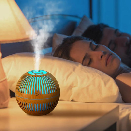 Handmade Print Colorful Rose Mini USB Aroma Essential Oil Diffuser Ultrasonic Air Humidifier Mist Maker Aroma 7 Color LED Light Home Office Decor Diffuser for Living room and Bedroom