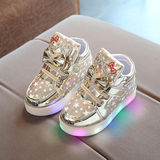 Modern Trend NEW Fashion Style Baby Fashion Sneakers For Children Girls Star Luminous Child Casual Colorful Light LED Shoes Sneakers