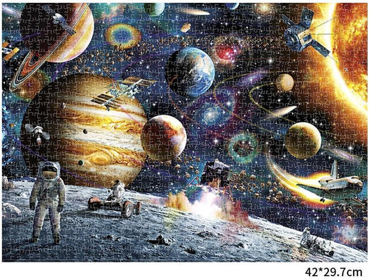 1000 Pieces Wooden Assembling Picture Space Travel Landscape Puzzles Toys For Adults Children And Kids Home Game Fun