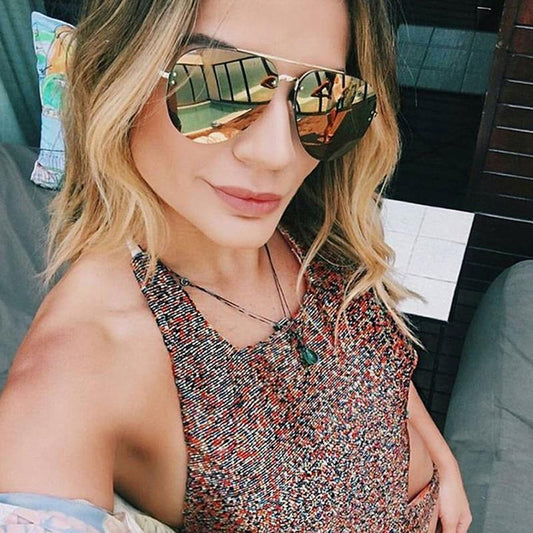 Metal Rimless Sunglasses for Men and Woman Mirror Fashion Trendy Pilot Sun Glasses UV Protector Gradient Eyewear