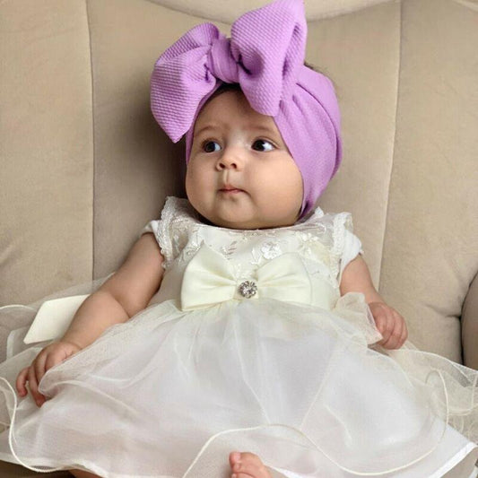 Fashion Trend Big Modern Baby Bow Accessories For Toddler Girls In Solid Bow Hairband Stretch Turban Knot Head Wrap Color for Kids