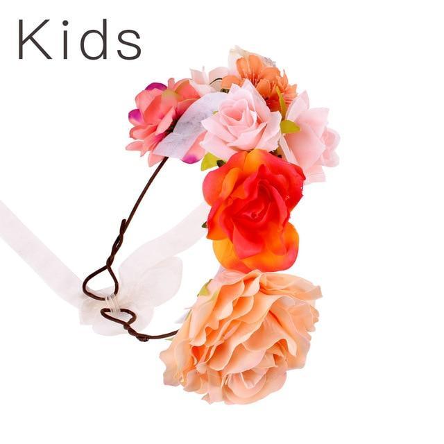 Luxury Handamde Mommy and Baby Flower Headband Large Flower Crown Mother Kids Flowers Headwear For Celebration